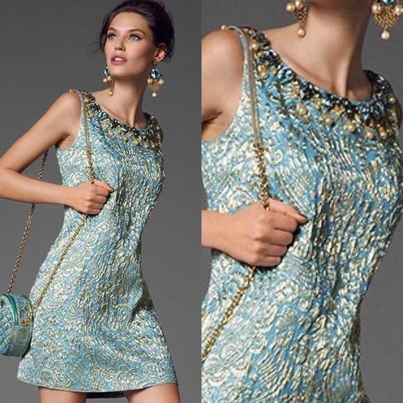 brocade shift dress